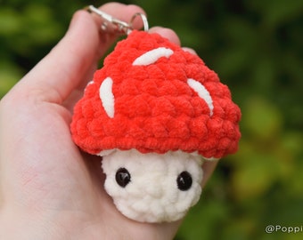 Crochet Mushroom Keyring - Handmade Cute Gifts For Her - Mushroom Gift - Aesthetic Cottagecore - Plushie Keychain - Stuffed Plant