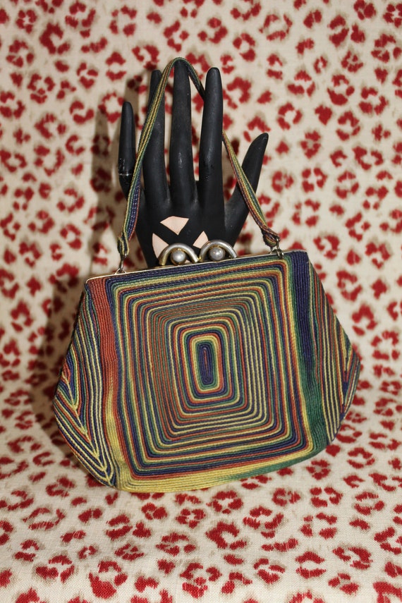Ultra RARE Rainbow Corde' Bag - Vintage 1940s Ladi