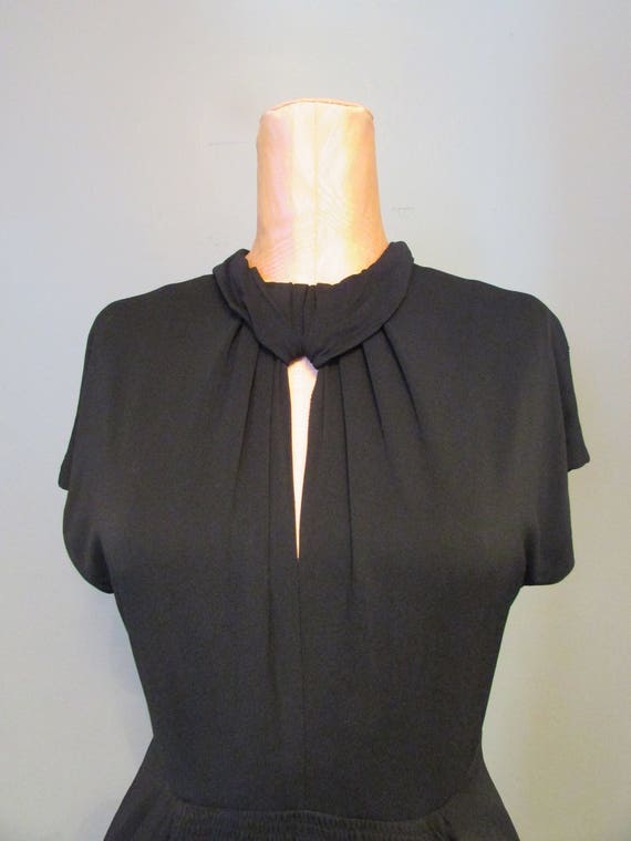 1980s Norma Kamali LBD Black Crepe Dress