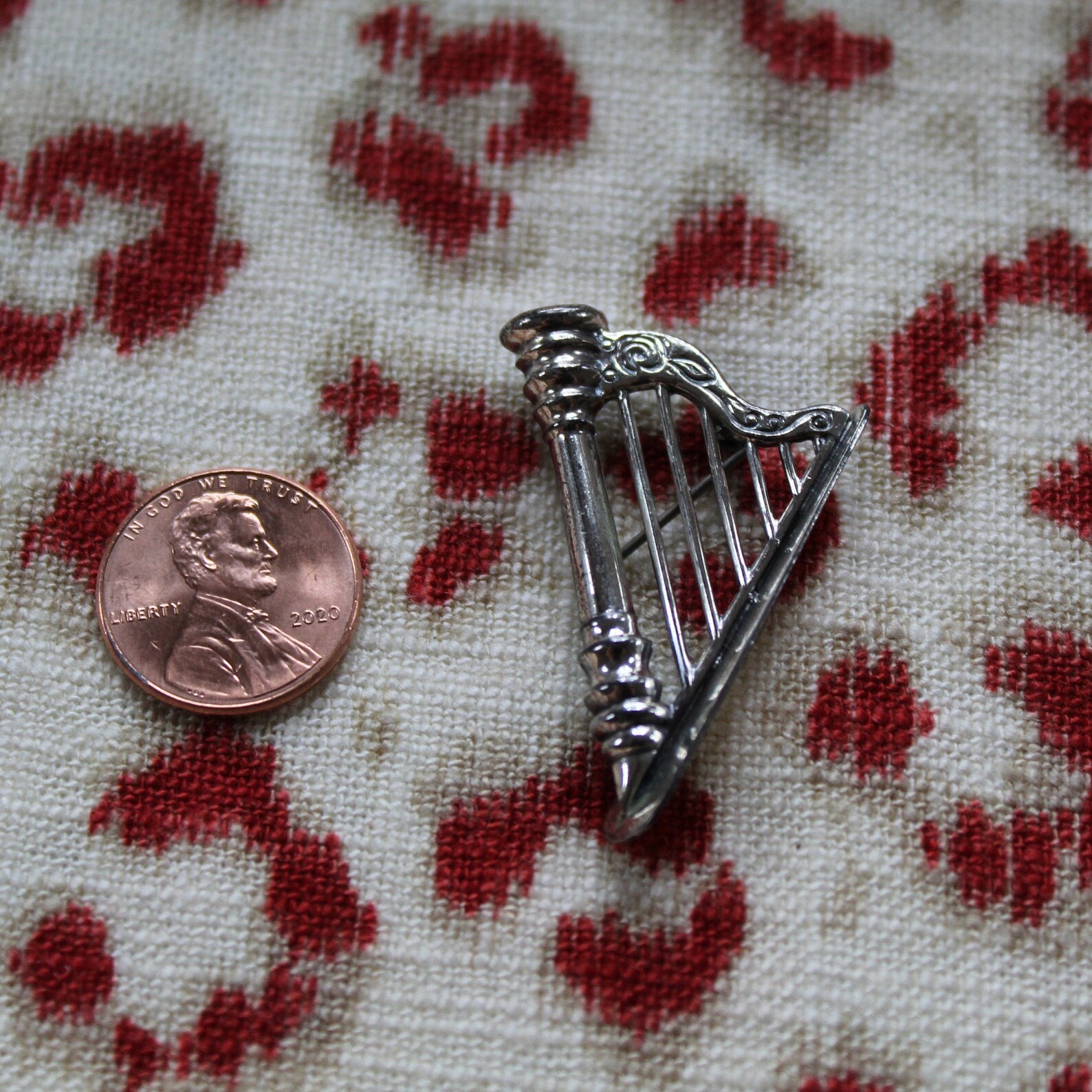 Vintage Sterling Silver 925 Irish Harp Pin Etsy