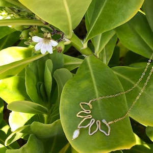 Beach Naupaka Necklace, 14KT Goldfilled, Sterling Silver, 14K Rose Gold-filled, Half Flower, Hawaii