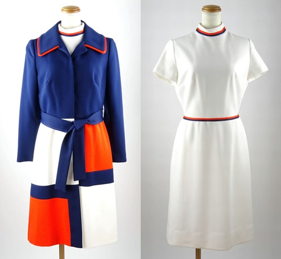 1960s Vintage Lilli Ann / Navy, Red, White Mondria