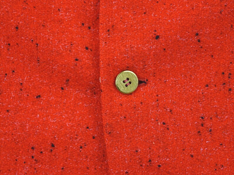 Excellent 1950s Vintage Galieote/'s Hollywood Black /& White Atomic Fleck Gold Metallic Button Vivid RED Wool Sports Coat