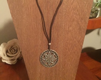 Silver tone Floral Medallion