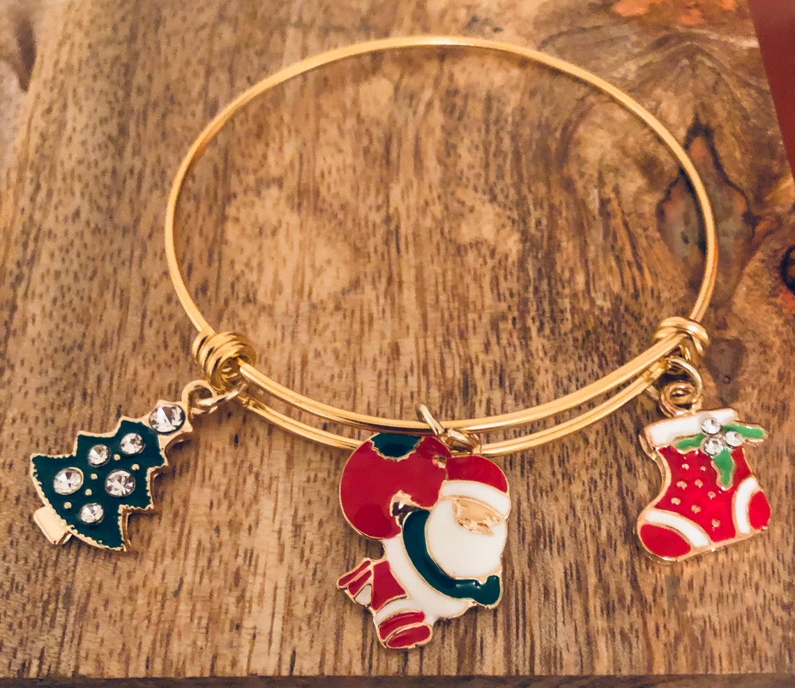 Christmas Bangle Bracelet Etsy