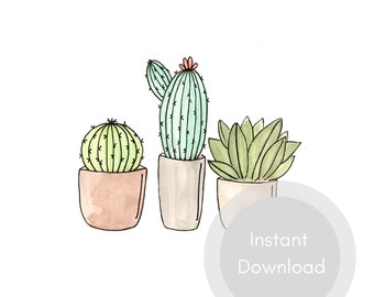 Cactus Trio Watercolor