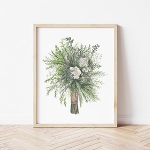 Watercolor Wedding Bouquet Wedding Flowers Custom Wedding Bouquet Painting Flower Preservation image 1