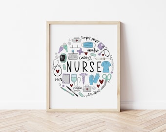 Nurse Illustrated Art Print | 8x10