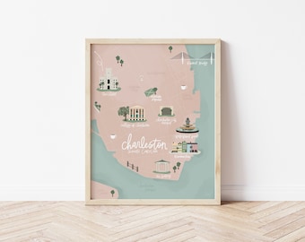 Charleston, SC Illustrated Map Print | 8 x 10