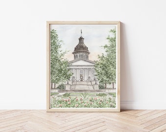 South Carolina State House Watercolor Print