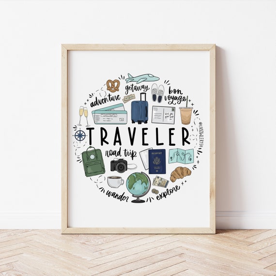 Traveler Illustrated Art Print 8x10 Travel Art - Etsy