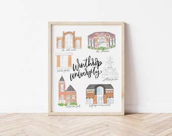 Winthrop University | 8x10 Landmarks Map Print