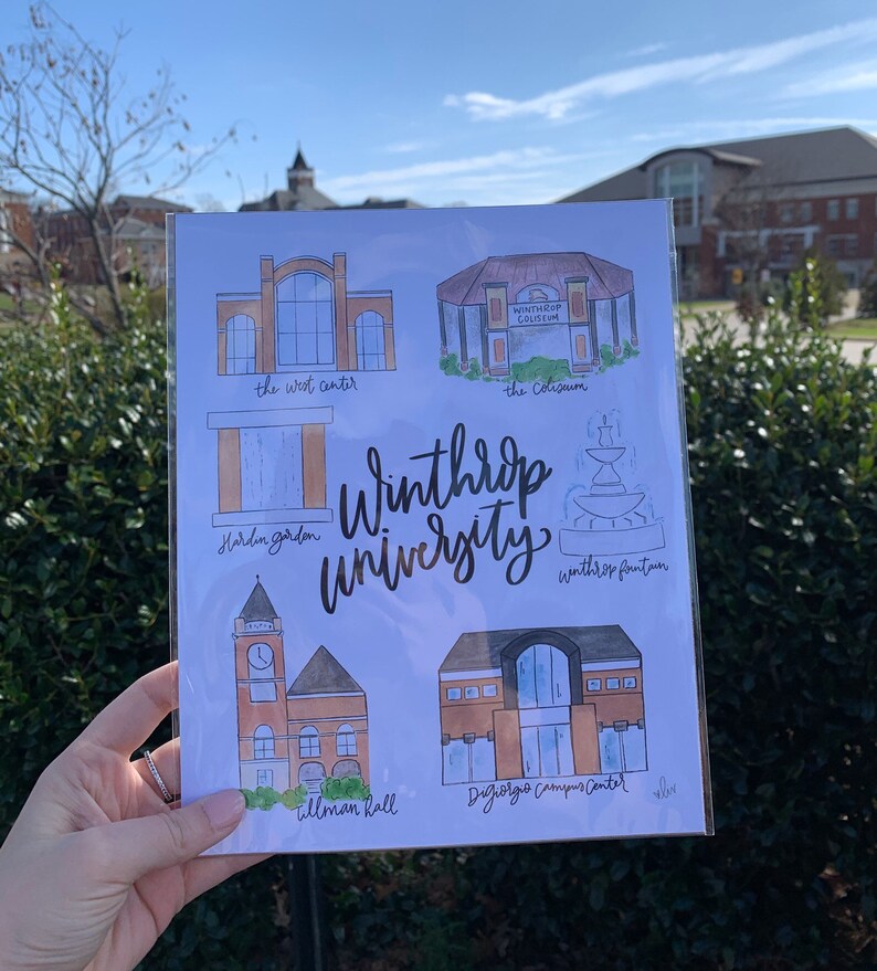 Winthrop University 8x10 Landmarks Map Print Etsy