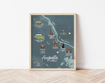 Augusta, GA Illustrated Map Print | 8 x 10