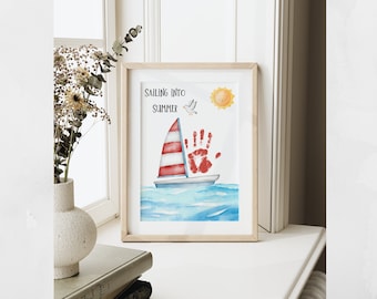 Sailing Into Summer, Summer Handprint Crafts, DIY Crafts, Sailboat Craft