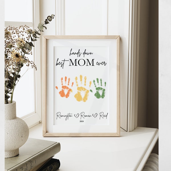 Personalized Mother's Day Handprint Craft, Printable DIY Crafts, Gift for Mom, Hands Down Best Mom Ever Handprint Craft