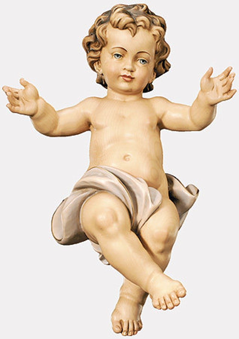 Baby Jesus With Cradle, Polychrome,, Small,large, Rare Statue of Jesus