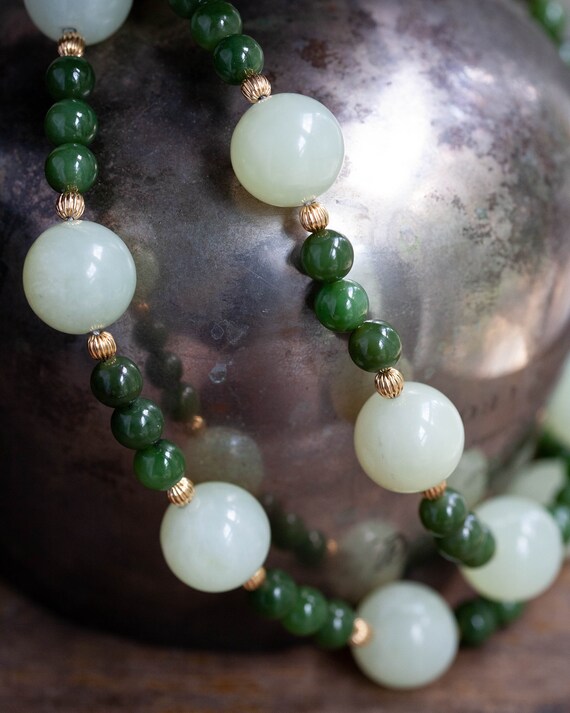 Vintage Estate Jade & Serpentine Necklace, Vintag… - image 6