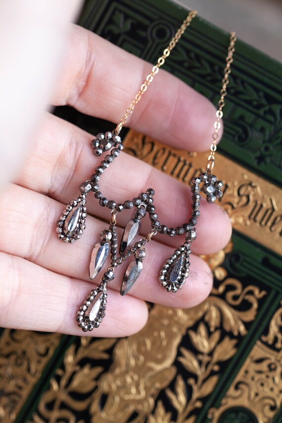 Cut Steel Festoon Necklace, Early 1800's Geo… Gem