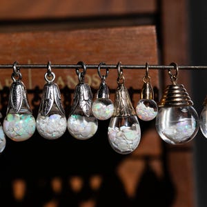 Vintage Floating Opal Pendants | Gold Filled Teardrop & Mini Opal Globe | Mid Century Jewelry | Opal Necklace Charms | Choose One or Both