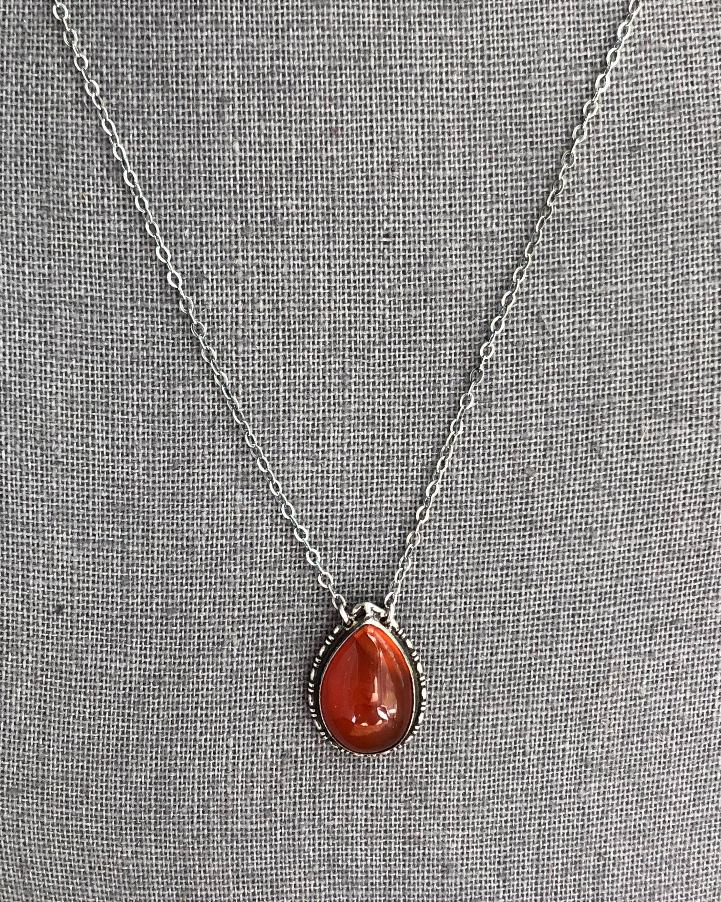 Art Deco Sterling Carnelian Necklace Antique Carnelian | Etsy