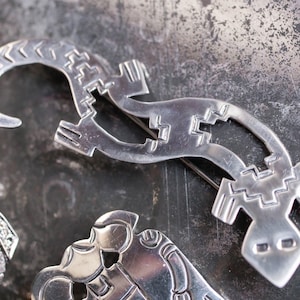 Joe Delgarito Vintage Sterling Silver Lizard Brooch, Vintage Lizard Brooch, Navajo Sterling Jewelry, Vintage Navajo,