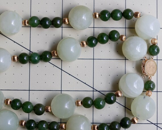 Vintage Estate Jade & Serpentine Necklace, Vintag… - image 9