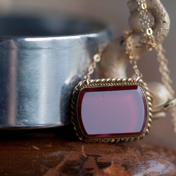 Victorian Glass Pendant, Victorian Necklace, Antiq