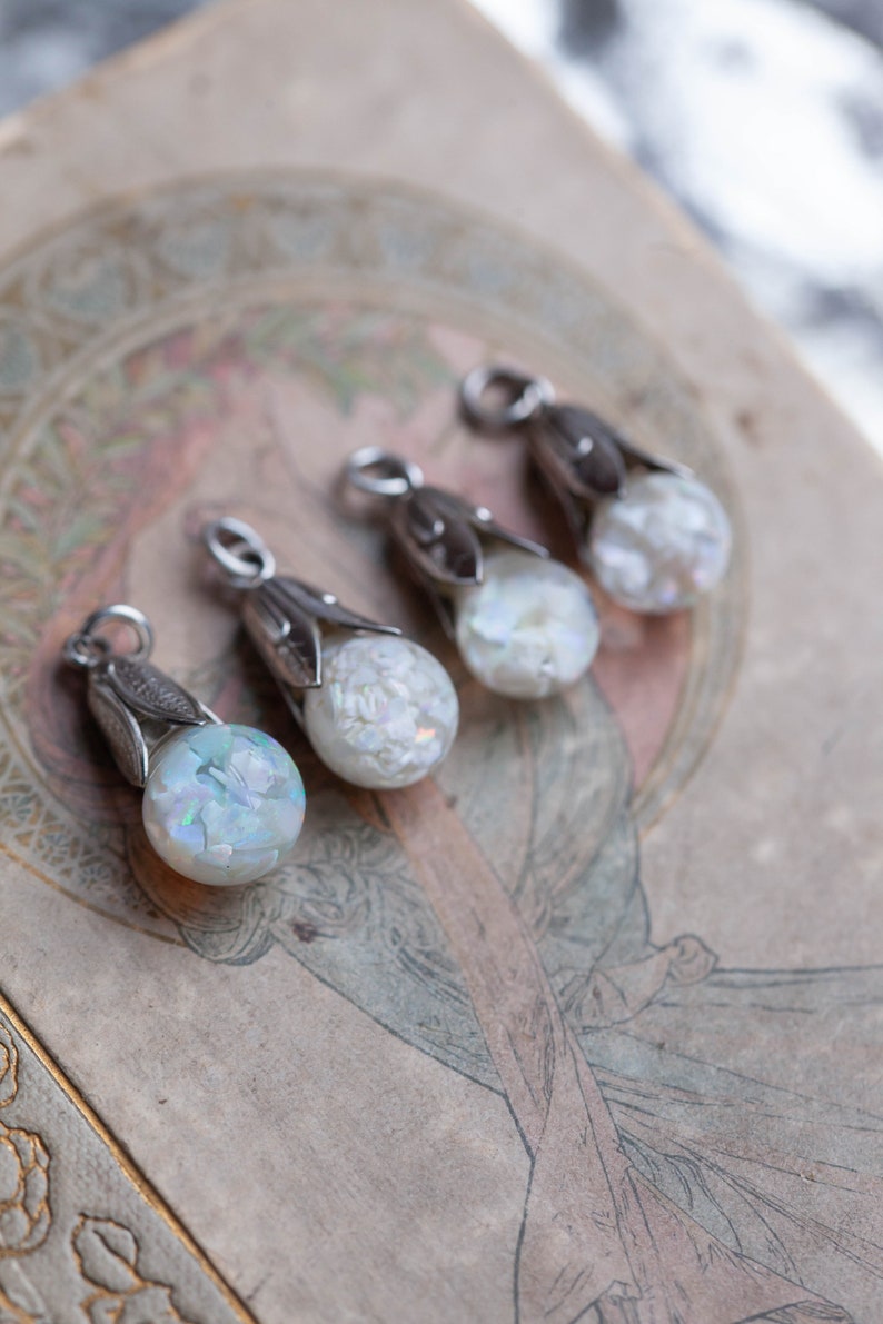 Vintage Floating Opal Pendant, Vintage Opal Necklace, Floating Opal Necklace, Glass Bottle Opal Necklace, Sterling Floating Opal image 2
