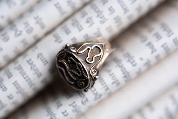 Unique Antique Arabic Silver Ring, Antique Ethnic… - image 4