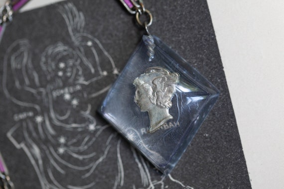 1920's Mercury Dime Lucite Pendant, Mercury Dime … - image 3