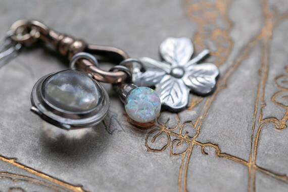 Tiny Floating Opal Charm • Flashy Vintage Opal Dr… - image 10