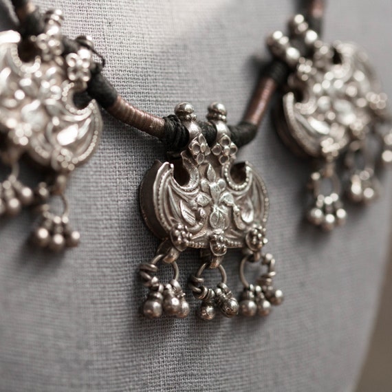 Antique Rajasthani Bell Amulet Necklace, Antique Ster… Gem