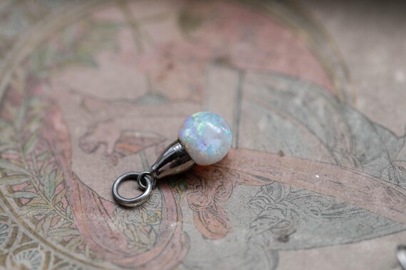 Tiny Floating Opal Charm • Flashy Vintage Opal Dr… - image 6