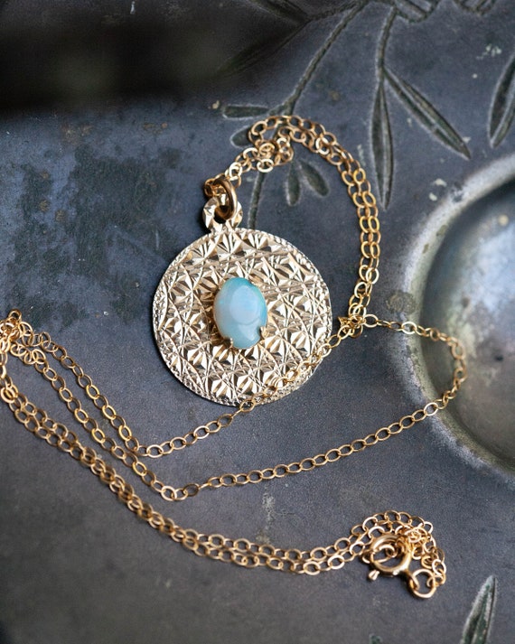 Vintage Gold Filled Opal Pendant, Gold Opal Pendan