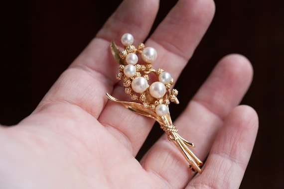 Vintage 14k Pearl Brooch, 14K Akoya Pearl Brooch,… - image 7