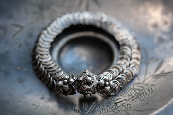 Vintage Sterling Coiled Ethnic Bracelet, Vintage S