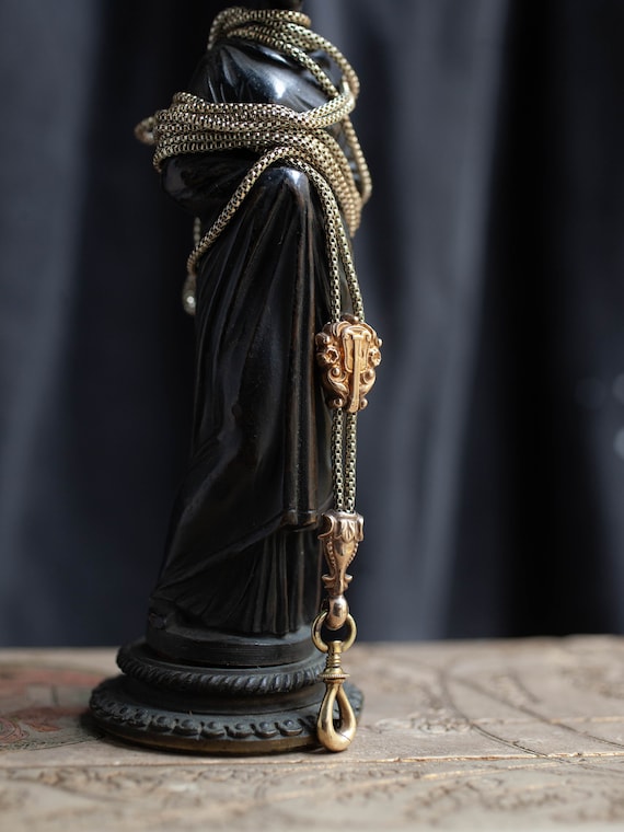 1800's Georgian Guitar Guard Chain, Georgian Box Gold… - Gem
