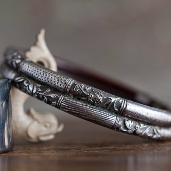 Antique Chinese Export Silver Bangle, Chinese Expo