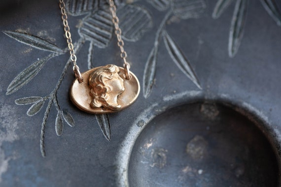 Art Nouveau Maiden Necklace, Antique Nouveau Maide