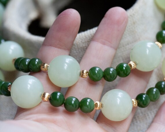 Vintage Estate Jade & Serpentine Necklace, Vintag… - image 7