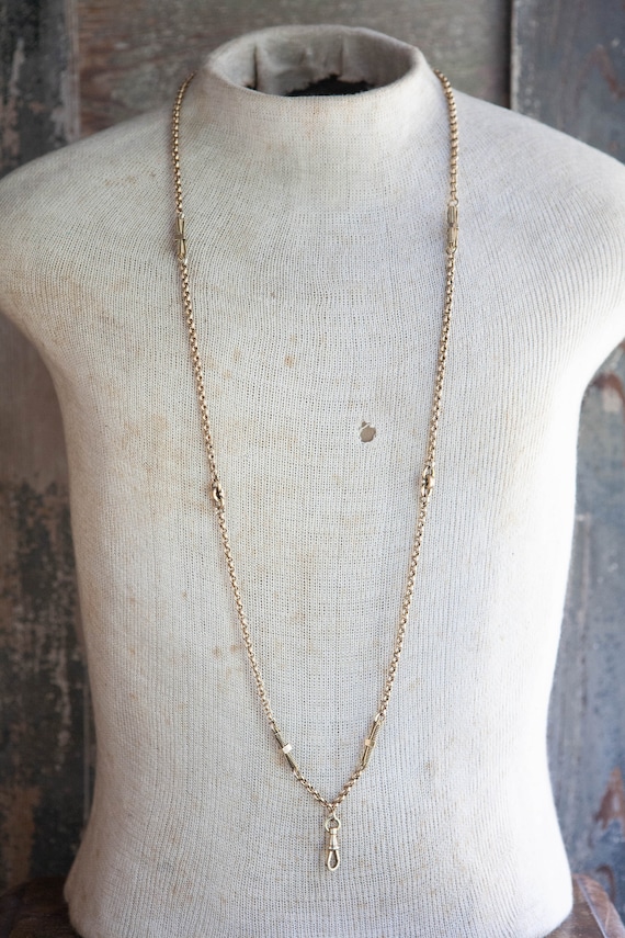 HEAVY Antique Gold Filled Watch Chain, Victorian Gold-filled Watch Chain, Antique Fancy Gold Filled Chain, Antique Charm, Victorian Charm