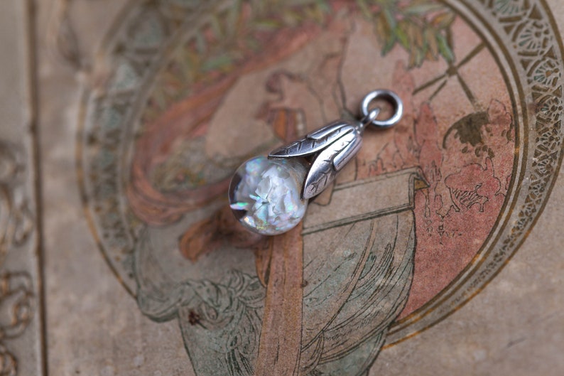 Vintage Floating Opal Pendant, Vintage Opal Necklace, Floating Opal Necklace, Glass Bottle Opal Necklace, Sterling Floating Opal image 7