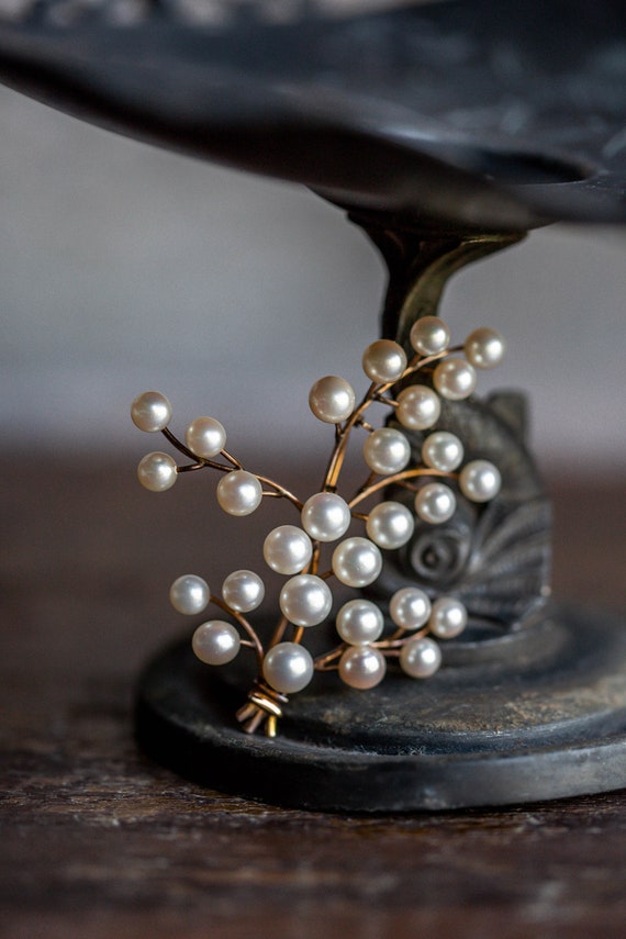 HUGE Akoya Pearl Brooch, 14K Pearl Brooch, Antique