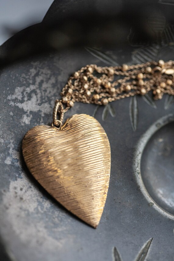 Vintage Gold / Sterling Heart Necklace, Vintage P… - image 2