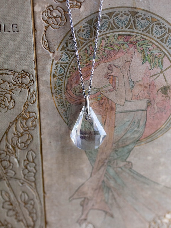 Antique Art Deco Crystal Glass Rhinestone Flower Esta… Gem