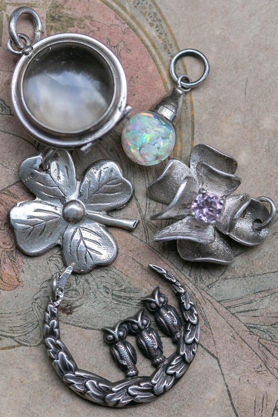 Tiny Floating Opal Charm • Flashy Vintage Opal Dr… - image 1