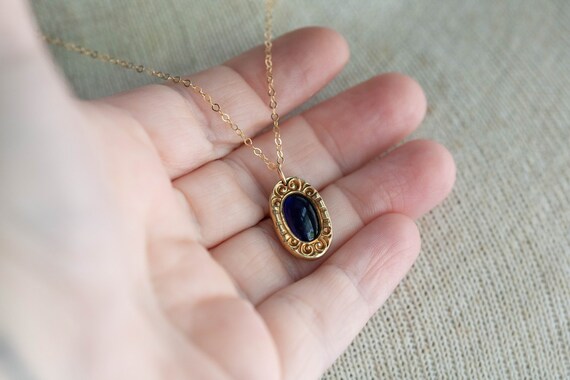 Victorian Gold-Filled Faux Sapphire Charm, Antiqu… - image 6