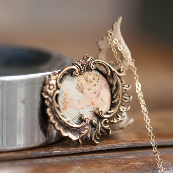 Art Nouveau Gold Filled Photo Pendant, Antique Pho