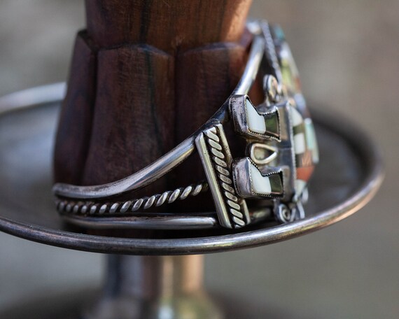 Vintage 1940's Zuni Inlaid Rainbow Bracelet, Vint… - image 4